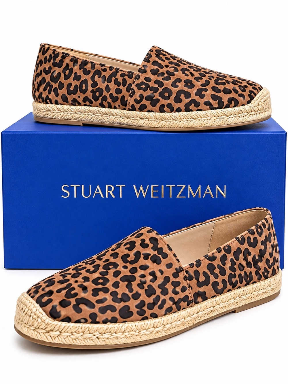 Stuart Weitzman Mykonos Cheetah Suede Espadrille Flats Size 9 NIB